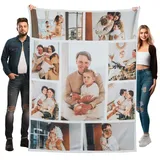 Stepdiy Personalisierte Decke, Fotodecke mit Eigenem Foto für Fotogeschenke, Decke mit Fotos für Personalisierte Geschenke Männer Frauen Mama Papa Freunde Opa Oma(9 Fotos)