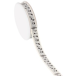 Stoffband "Noten", creme-schwarz, 15 mm, 5 m