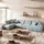 KAWOLA Wohnlandschaft U-Form Madeline Cord Longchair rechts hellblau