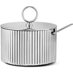 Georg Jensen - Bernadotte Zuckerdose inkl. Löffel, Edelstahl poliert