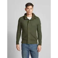 Marc O'Polo Regular Fit Strickjacke aus reiner Baumwolle mit Kapuze, Oliv, M