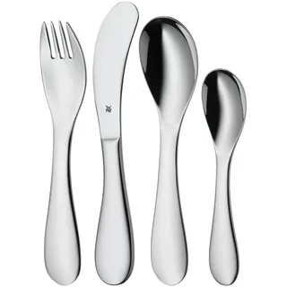 WMF Knuddel Kinderbesteck Set 4-teilig mit Gravur, Kinderbesteck Edelstahl, Gravurbesteck, Besteck Kinder ab 3 Jahre, Cromargan poliert, spülmaschinengeeignet