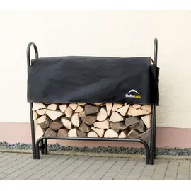 ShelterLogic Kaminholzregal Stahl 126 x 25 x 118 cm inkl. Abdeckung Schwarz