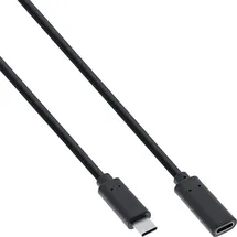 InLine USB 3.2 Gen.2x2 Kabel, USB-C Verlängerung ST/BU, schwarz, 0,5m