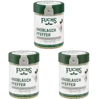Fuchs Gewürze - Knoblauchpfeffer Gewürzzubereitung - zum Würzen oder Marinieren von Fleisch - natürliche Zutaten - 75 g in wiederverwendbarer, recyclebarer Dose (Packung mit 3)