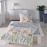 Traumschlaf Bettwäsche Aquarell Blumen silber • 2x 80x80 cm)