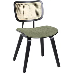 4er-Set Valerie | Bistro Stuhl | Grün | Stoff/Textil | Rattan Eiche