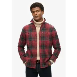 Superdry für Herren. M4010651A Rotkariertes Vintage-Überhemd (S), Lässig, Baumwolle, Langarm