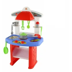 Polesie Kinderküche Jana 58812 Topf Besteck Teller Pfanne Waschbecken Kochplatte rot