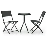 vidaXL 3-tlg. Bistro-Set Stahl Schwarz