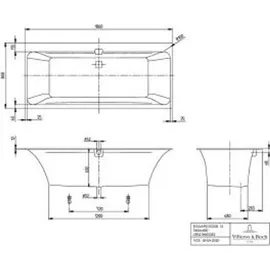 Villeroy & Boch Squaro Edge 12 Rechteck-Whirlwanne 80 x 180 cm (UHE180SQE2A2V01)