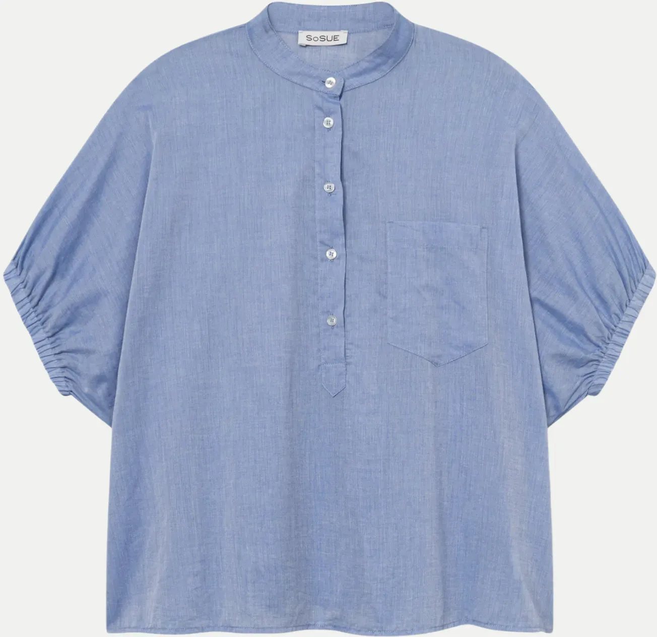 Oversized Cowboy-Button-Bluse Blau