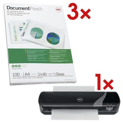 GBC 3x Laminiertaschen A4 100 Stück 80 mic inkl. A4 Laminiergerät »Inspire+« transparent, 21.6x30.3 cm