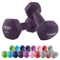 Miweba Sports Neopren Hantelset NKH100 | Profi Hantel - Hexagon Hanteln Set - Kurzhanteln - Kurzhantel Set - Gymnastikhanteln - Hantel Set - Dumbbell - 0,5-10 Kg (2X 5.0 kg, Lila)