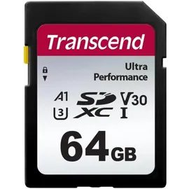 Transcend TS64GSDC340S SDXC-Karte 64 GB A1 Application Performance Class, v30 Video Speed Class, UHS-Class 3 stoßsicher, Wasserdicht