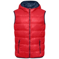 Men's Down Vest Ultraleichte sportliche Daunenweste mit Kapuze rot/blau, Gr. M