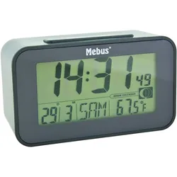 Mebus Funk-Wecker digital ohne 2x AAA Batterien 7,1x12x4,8cm anthrazit, Digitale