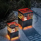 esotec Solar Feuerstelle Lagos im 2er-Set METALL wetterfest outdoor 102786