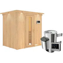 Karibu Fanja inkl. 3,6 kW Ofen + ext. Steuerung + Dachkranz
