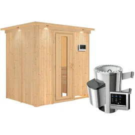 Karibu Fanja inkl. 3,6 kW Ofen + ext. Steuerung + Dachkranz