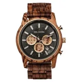 HOLZKERN Herrenuhr Chronograph Blätterdach Zebrano/Marmor