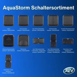 REV Ritter REV - AquaStorm, Feuchtraum Steckdose Aufputz mit Lichtschalter, IP55, senkrecht, 230V, 16A, anthrazit