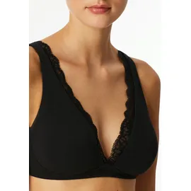 SCHIESSER BH Unique Cotton Soft Bra With Lace Schwarz Baumwolle B 85 Damen