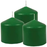 HS Candle Stumpenkerzen Ø8cm 3er Pack Grün Dunkel