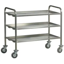 Fimar Servicewagen Schwerer Transport - 3 Edelstahlböden Kapazität 200 kg - Abmessungen 112x67x98(h) cm - Räder ø125 mm
