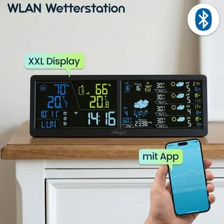 ideoon tech WLAN Wetterstation mit App & XXL Display Mehrfarbig