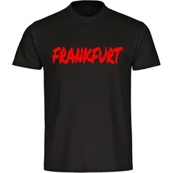 multifanshop Herren T-Shirt - Frankfurt - Textmarker - Druck rot - Männer