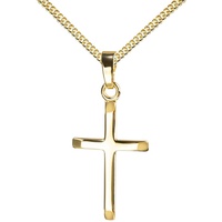 JEVELION Kreuzkette Kreuzanhänger 585 Gold - Made in Germany (Goldkreuz, für Damen und Herren), Mit Kette vergoldet- Länge wählbar 36 - 70 cm oder ohne Kette.