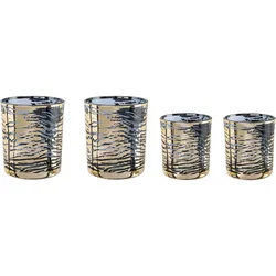 Windlicht CREATIV HOME "Kerzenhalter LEOPARD", gold (goldfarben), H:10cm Ø:9cm, Glas, Kerzenhalter, Teelichthalter aus Glas