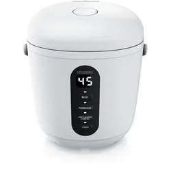 Arendo Reiskocher digital 0,8L mit Messbecher & Reislöffel, 2 Kochprogramme, Warmhaltefunktion, Timer, 300W, Weiß