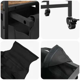 vidaXL Wäschekorb 2 Fächer mit Rollen Räuchereiche