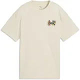 Puma T-Shirt "MID 90s Relaxed Graphic T-Shirt Mädchen", Kinder, Gr. 128, beige (alpine snow weiß), Obermaterial: 100% Baumwolle. Rippe: 20% Polyester, 80% Baumwolle, relaxed fit, Rundhals, Shirts T-Shirt