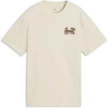 Puma T-Shirt "MID 90s Relaxed Graphic T-Shirt Mädchen", Kinder, Gr. 128, beige (alpine snow weiß), Obermaterial: 100% Baumwolle. Rippe: 20% Polyester, 80% Baumwolle, relaxed fit, Rundhals, Shirts T-Shirt
