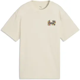 Puma T-Shirt "MID 90s Relaxed Graphic T-Shirt Mädchen", Kinder, Gr. 128, beige (alpine snow weiß), Obermaterial: 100% Baumwolle. Rippe: 20% Polyester, 80% Baumwolle, relaxed fit, Rundhals, Shirts T-Shirt