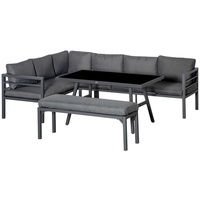 Outsunny - Balkonmöbel Set Sofa mit Kissen L-Form Outdoor Aluminiu