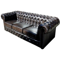 JVmoebel 3-Sitzer CHESTERFIELD SOFA 3 SITZER BRAUN 100% LEDER SOFORT, Made in Europa braun