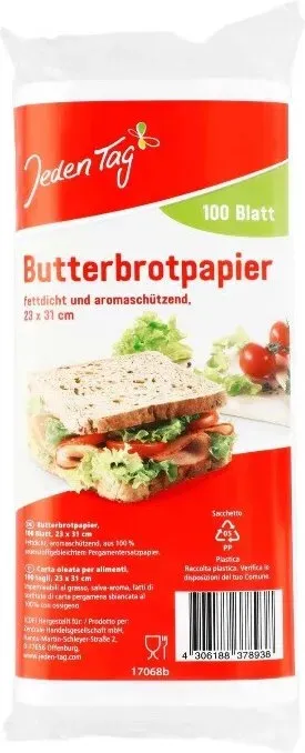 Jeden Tag vorgeschnittenes Sandwichpapier - 100 Stück - 23 x 31 cm