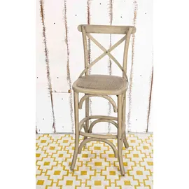BIZZOTTO Barhocker Cross aus Ulmenholz, klassisch gepolstert, Rattansitz, Natur, elegantes 4-Fuß-Design