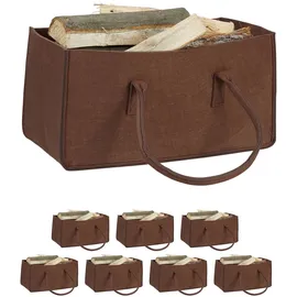 Relaxdays Kaminholztasche Filz 25 x 50 cm Braun