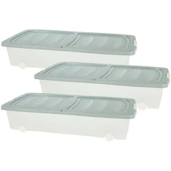 3x Aufbewahrungsbox Rollbox Behälter Grün 78x38x16cm Kunststoff Schlafzimmer Wohnzimmer