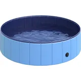 Pawhut Hundepool, Faltbares Becken, Abflussstopfen, Rutschfester Boden, 1,20 M Durchmesser, Blau