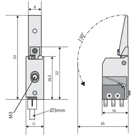 ASSA ABLOY Riegelschaltkontakt 031309.06 Anschlusskabellänge 6000 mm, Zinkdruckguss