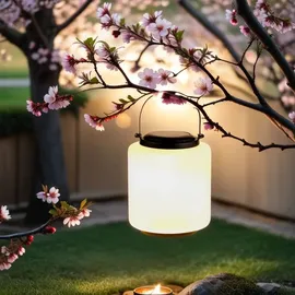 Marrakesch Orient & Mediterran Interior Marrakesch 2er Set Solarlaternen Solarlampen für außen mit Henkel aus Glas 33cm Groß | Boho Deko Outdoor Solar LED Laterne Wetterfest Erlin Weiss IP65 Wasserdicht als Gartendeko im Garten