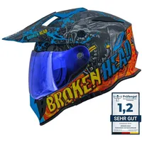 Broken Head Tigris VX2 Endurohelm + Blau Verspiegeltes Visier