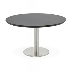 Couchtisch Rund Holz Metall | Salon Tisch mit Gebürstetem Mittelfuß | Designer Couchtisch für Lounge und Empfang | Moderner Stil | Kadima Design