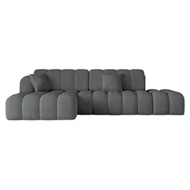 altdecor Ecksofa Cord mit Schlaffunktion 3-Sitzer Dunkelgrau